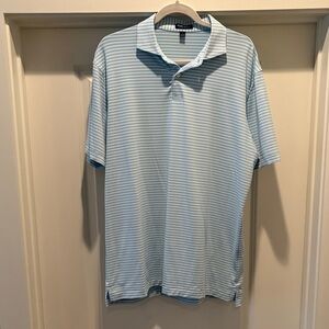 Peter Millar Men’s Light Blue/Mint Striped Polo Shirt. Size L